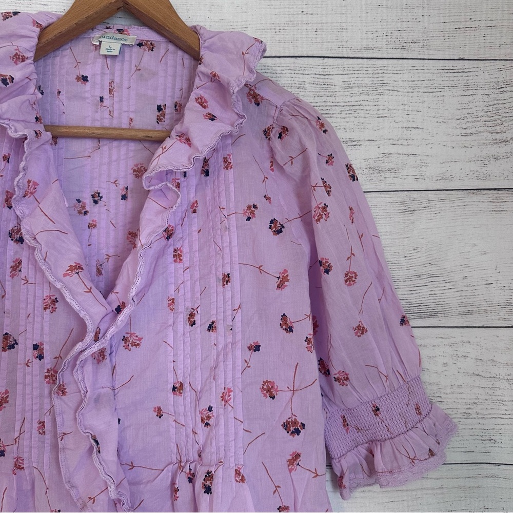 Sundance Floral Beatrice Ruffle Top in Lavender. - Picture 3 of 6